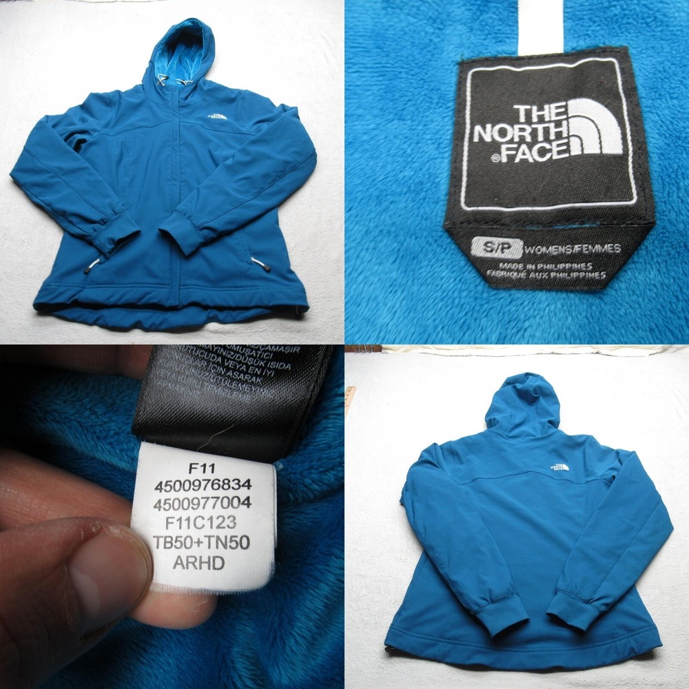 North Face Jacket Women Small Sea Blue Apex ARHD Hood Soft Shell Fleece Lined